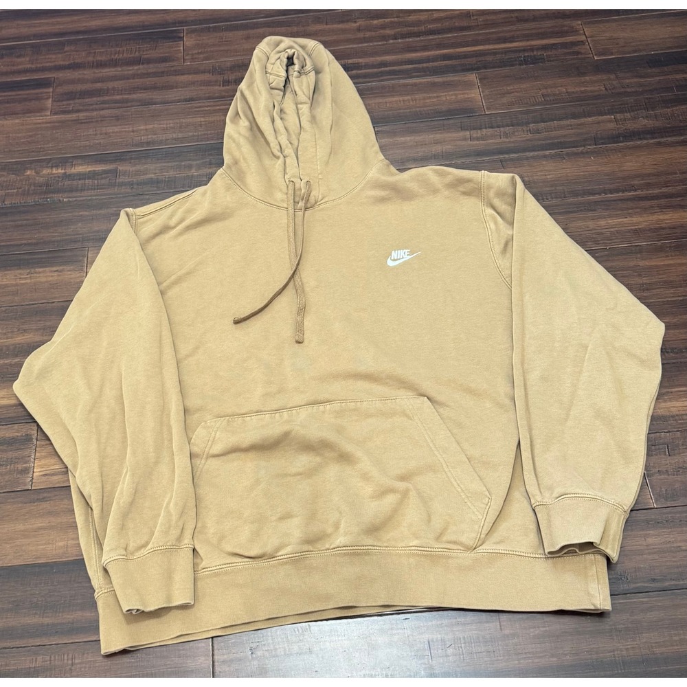 Nike Sportswear Club Fleece Hoodie Tan Khaki Pullover XXL BV2648-247